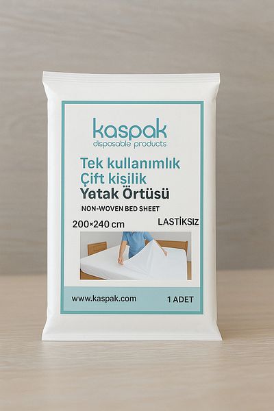 Kaspak disposable products Disposable Double Bedspread - Elastic Free, 200*240cm, 50 Pieces