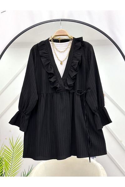 YEDİLALE Frilled Side Tie Loose Tunic [Excluding Inner Wear]