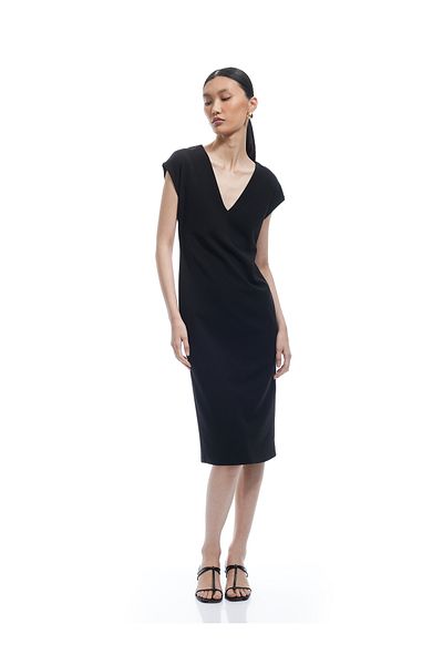 Koton Φόρεμα Bürümcük Fabric Slim Fit Αμάνικο Midi Μήκος V-λαιμόκοψη Bodycon Φόρεμα
