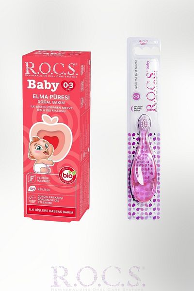 R.O.C.S. Soft Toothbrush and 35 ml Toothpaste (Pink) for 0-3 Years