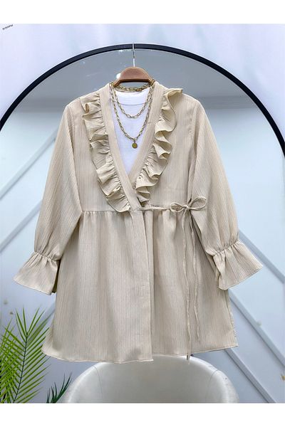 YEDİLALE Frilled Side Tie Loose Tunic [Excluding Inner Wear]