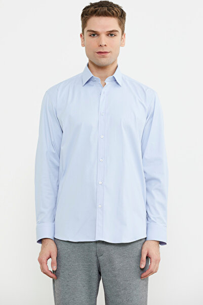 Sementa Синя бавовняна класична сорочка з довгими рукавами