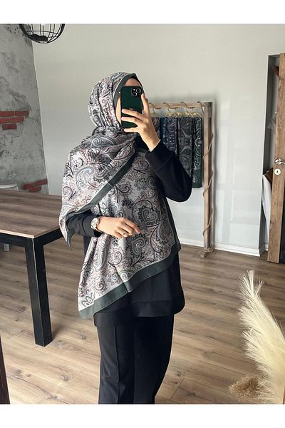 Merwiss Ethnic Pattern Soft Khaki Green Shawl