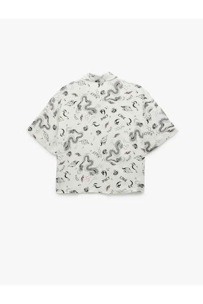 Koton Short Sleeve Classic Collar Buttoned Viscose Oversize Shirt