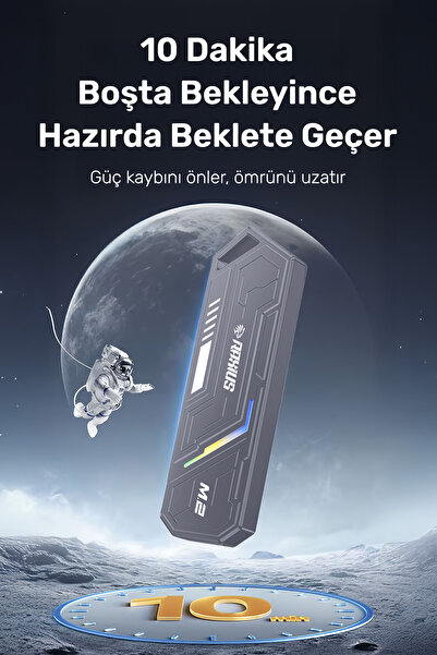 RaXius DK03 USB-A/Type-C Kablolu RGB 22x80 M.2 NVMe Taşınabilir Harici SSD (Boş Kutu)