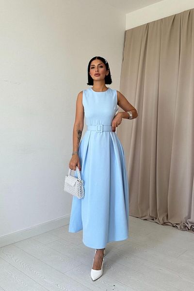 JANES Rochie evazată cu guler Halter Baby Blue