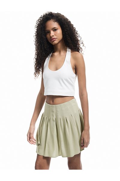 Koton Thick Pleated Viscose Mini Skirt