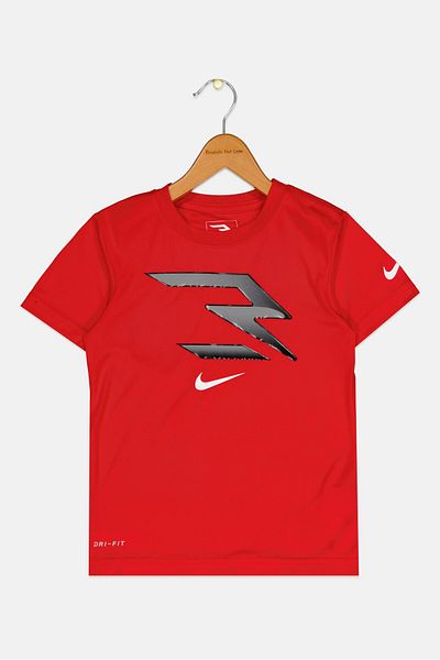 Nike 3Brand by Russell Wilson Kids Boy Sportswear Fit Brand Logo Outdoor T-shirt, Red