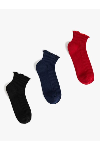 Koton Set of 3 Booties Socks with Multicolored Ruffle Detail