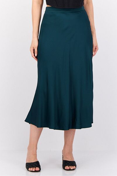 Esprit Women Solid Midi Skirt, Dark Green
