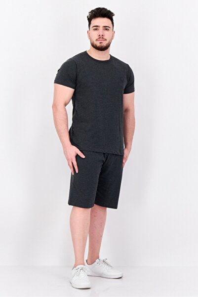 French Connection Men 2 Pcs Heather Short Sleeve T-Shirt And Shorts Set, Charcoal