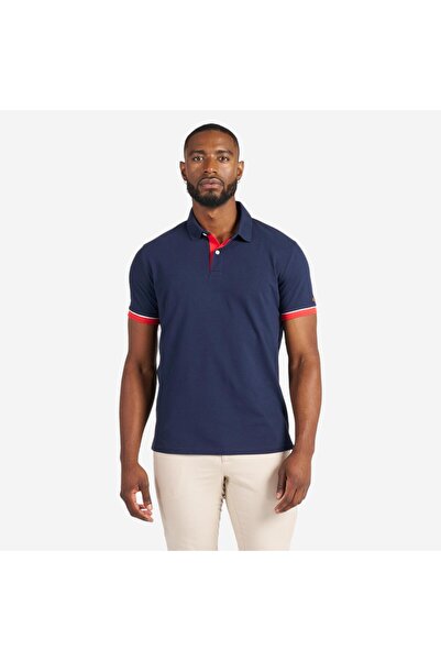 Decathlon Tribord Men's Short Sleeve Polo T-Shirt - Navy/Red - Sailing 100