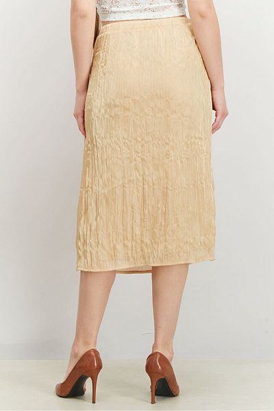 Calvin Klein Women Shine Crinkle Midi Skirt, Gold