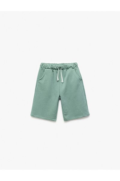 Koton Cotton Side Pocket Basic Shorts with Lace-Up Waist
