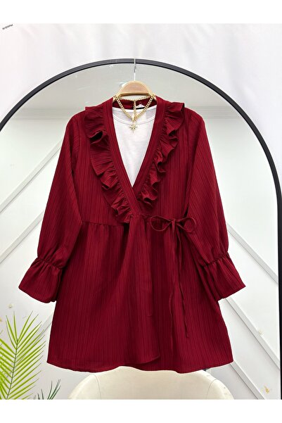 YEDİLALE Frilled Side Tie Loose Tunic [Excluding Inner Wear]