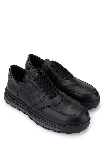 Tamer Tanca Men's Genuine Leather Sneakers & Sports Black Shoes
