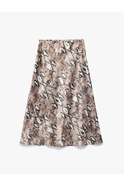 Koton Snake Skin Patterned Comfortable Fit Midi Skirt