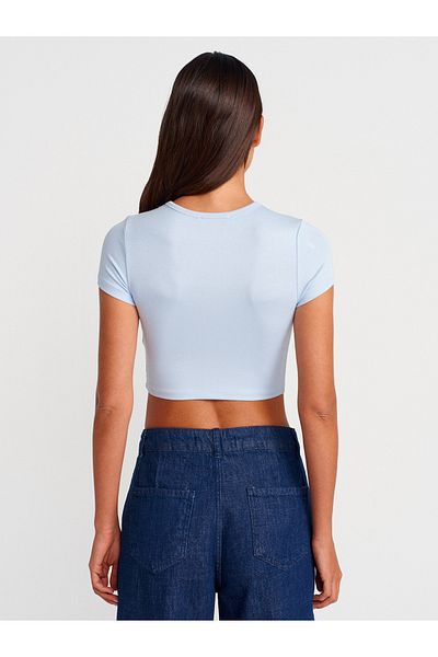 Dilvin 31104 Crop Top modal-albastru deschis