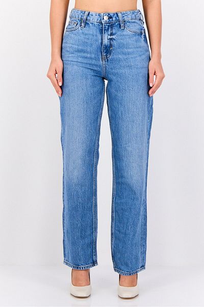 Esprit Women Straight Fit Washed Non-stretchable Retro Jeans, Light Blue