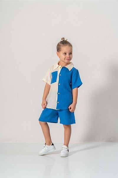 Mnk Baby&Kids Muslin Fabric Cotton Summer Shorts Boy's Suit M00733 Blue