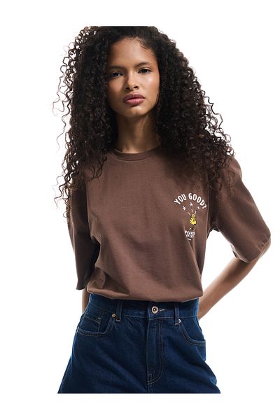 Koton Snoopy Licensed Crew Neck Short Sleeve Printed Oversize T-Shirt
