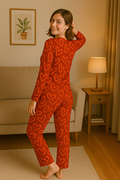 Gawzera Sude Heart Planet Suede Gawzera Pajama Set