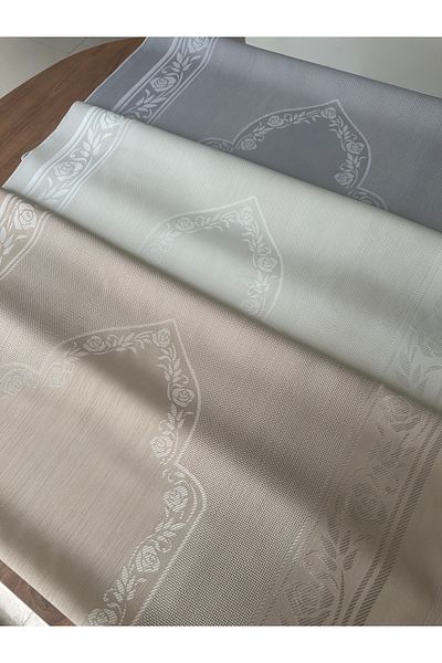 Home Etuval Linen Embroidery Rug Fabric 3 Pieces (Gray, Cream, Cappuccino)