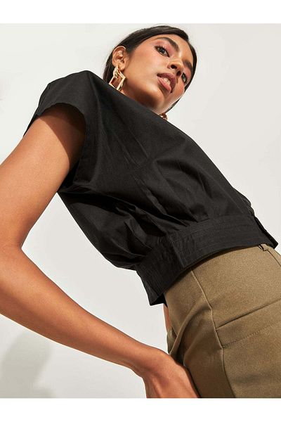 The Label Life Black Crop Shirt