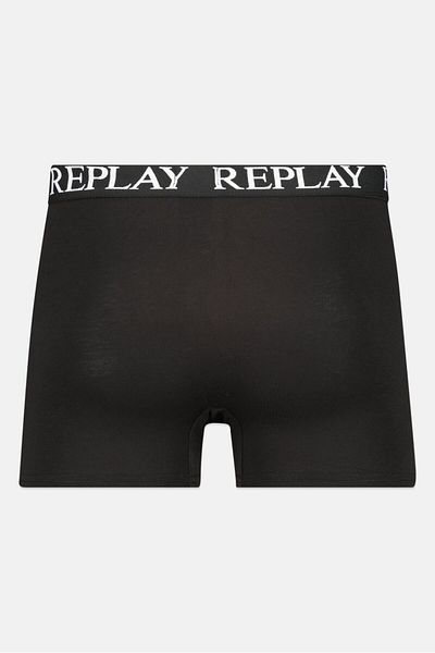 Replay Men 2 Pack Brand Logo Boxer Brief, Black/Blue