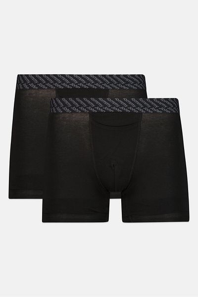 Tommy John Men 2 Pieces 6 Inseam Brand Logo Boxer Briefs, Black