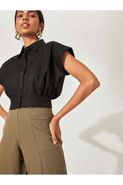 The Label Life Black Crop Shirt