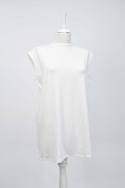 birizmoda White Zero Sleeve Crew Neck Underwear Tunic