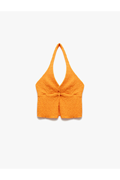 Koton Kruvaze V Yaka Büzgülü Yırtmaç Detaylı Bürümcük Crop Üst