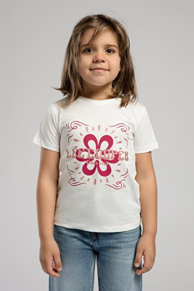 Lee Cooper Exeter Girls' 100% Cotton T-Shirt Ecru