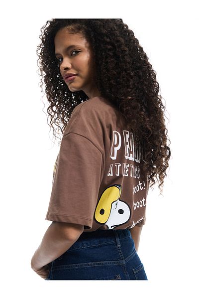 Koton Snoopy Licensed Crew Neck Short Sleeve Printed Oversize T-Shirt