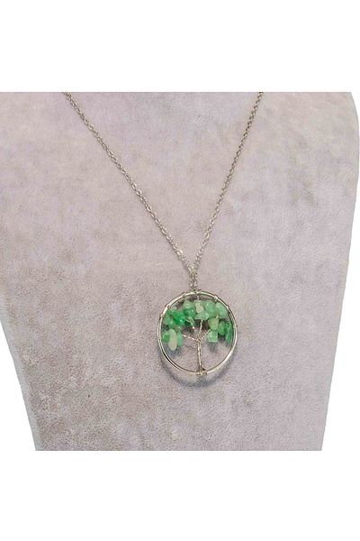Als Naturlisel Tree of Life Necklace with Aventurine Stone Spiritual Luck and Abundance