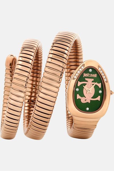 Just Cavalli ساعة نسائية KC1L228M0055 بيضاوية من الفولاذ المقاوم للصدأ، باللون الذهبي