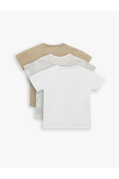 Koton Cotton Short Sleeve Crew Neck 3-Piece Basic T-Shirt Set