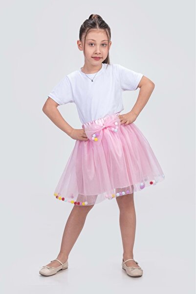 Mnk Baby&Kids Fusta pentru fete ROZ Eid M00726 cu accesorii cu pompon