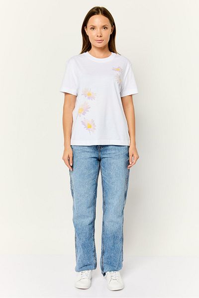 Esprit Women Crew Neck Short Sleeves Floral T-shirt, White