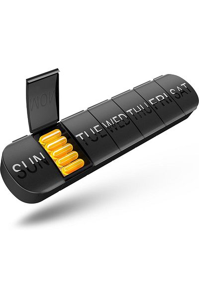 COOYA Weekly Pill Organizer 2 Times a Day, 2 Pack Travel, for Fish Oil (Black)