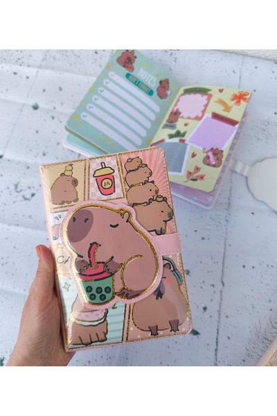 senacacollection دفتر مخطط كابيبارا مع غطاء مغناطيسي ناعم