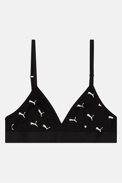 Puma Women Printed Padded Bra, Black