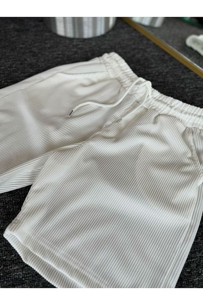 Altamira Men's White Placket Ottoman Shorts