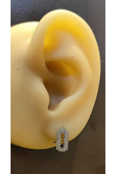 FG KONNİCHİWA 100% Steel Double Earrings Stainless Steel Blackened Patterned Icon Earrings (2 Pieces)