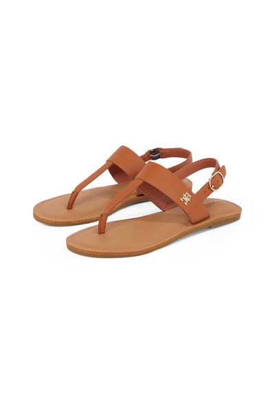 Tommy Hilfiger Tommy Hilfiger Women Cinnamon Bark Leather Thong Toe Post Sandals