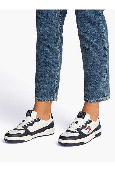 Tommy Hilfiger Tommy Hilfiger Men Ecru Leather Mix Embossed Cupsole Sneakers
