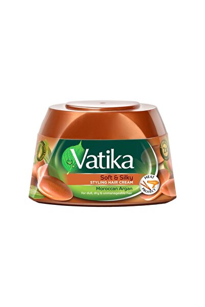 Vatika كريم تصفيف الشعر بزيت الأرغان المغربي الناعم والحريري + حماية من الحرارة