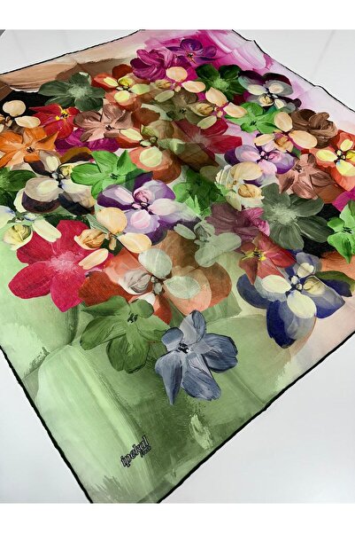 İpekal Фрагмент шарфа з памуку 90x90 25 сторінок Fusha - зелений