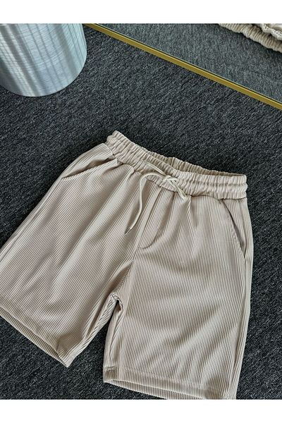 Altamira Men's Beige Patched Ottoman Shorts